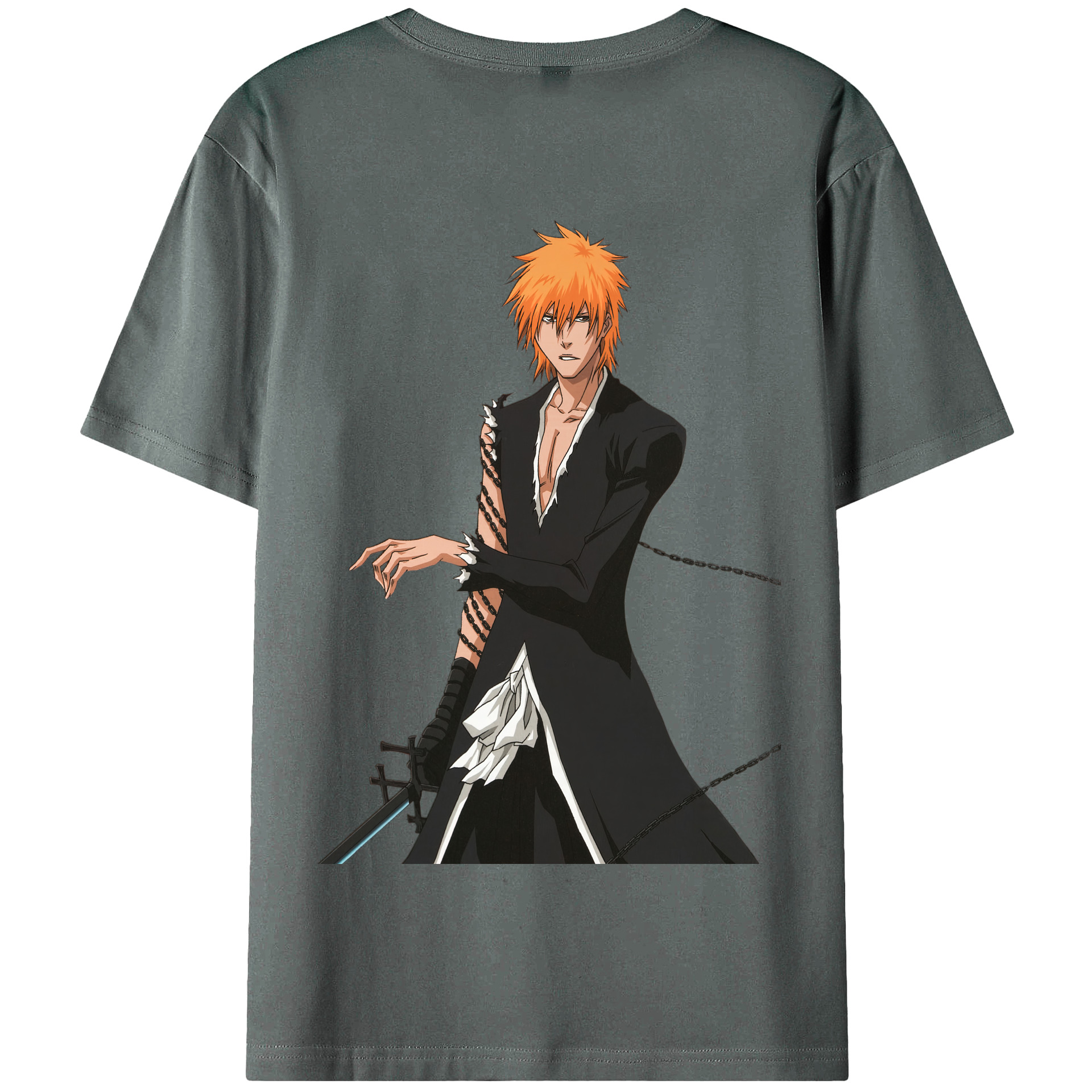 （画像用） ブリーチ 黒崎一護（くろさき いちご）BLEACH Kurosaki Ichigo 綿100％半袖Tシャツ（背面プリント）